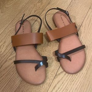 Black & brown Italian sandals